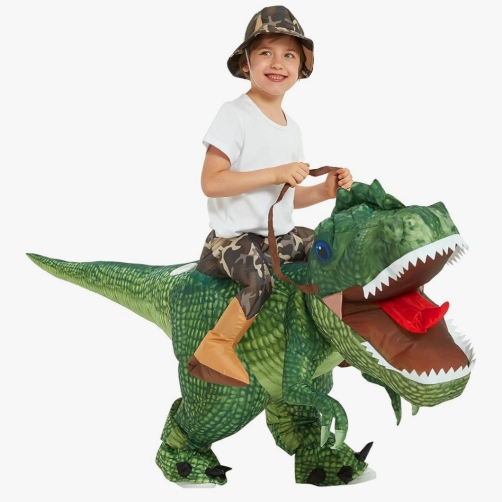 One Casa Inflatable Costume Dinosaur Riding T Rex Air Blow up Party Halloween